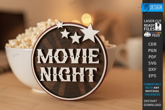 Download Home Cinema Sign Laser Cut | Tiered Tray - Sign Collection