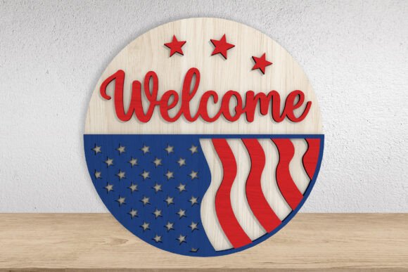 Download Patriotic American Flag Welcome Sign - Sign Collection