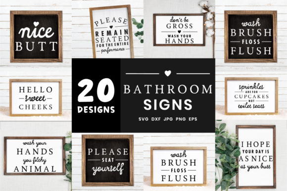 Download Farmhouse Bathroom Signs Bundle | Home Decor Signs - Sign Collection