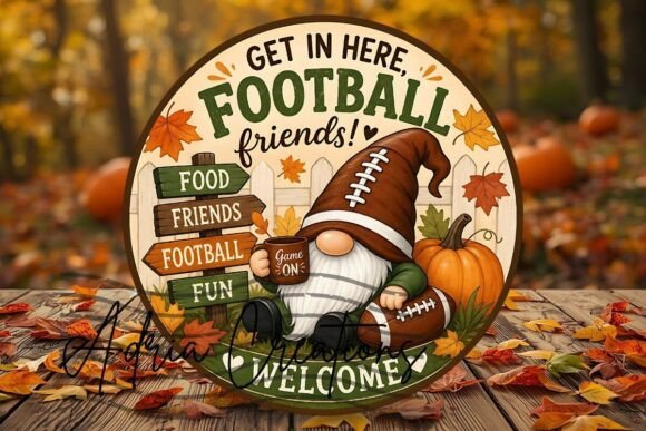 Download Football Gnome Fall Door Sign, Wreath - Sign Collection