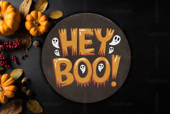 Download Hey Boo Ghost 3D Halloween Door Sign SVG - Sign Collection