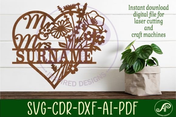 Download Mr and Mrs Wild Flower Heart Weddingsign - Sign Collection